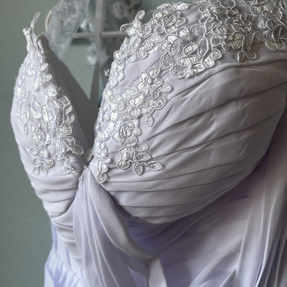 White Wedding Dress Chiffon A-Line Bodice - Picture 3 of 12